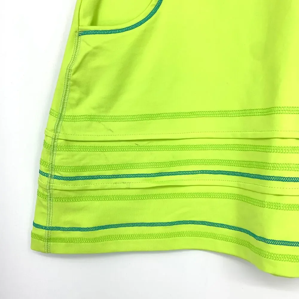 Title Nine Athletic A-Line Mini Skirt Womens XS Lime Green Blue Stitching